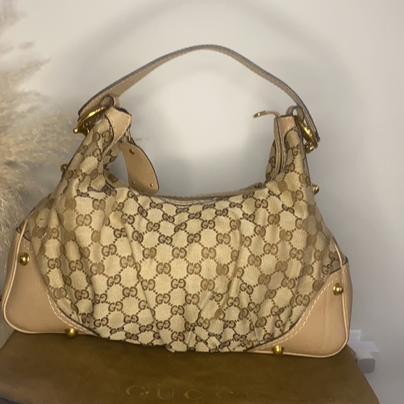 Gucci Beige GG Canvas Medium Jockey Hobo Bag - Picture 2 of 9